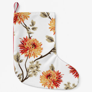 cute orange flowers with brown leaves pattern of w small christmas stocking