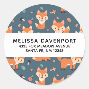 Cute Orange Fox Animal Pattern Classic Round Sticker