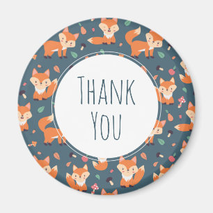 Cute Orange Fox Animal Pattern Thank You Magnet