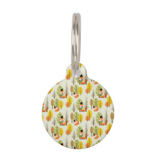 Cute Orange Fox Autumn Trees Forest Hipster Pet Tag