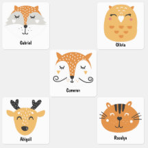 Cute orange fox bird tiger reindeer boys and girls