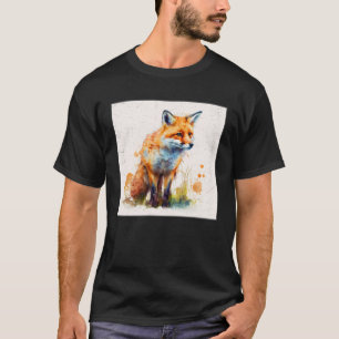 Cute Orange Fox Illustration Watercolor Women Men T-Shirt