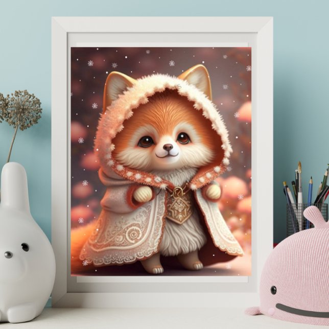 Cute Orange Fox in a robe Art Nursery Poster (Creator Uploaded)