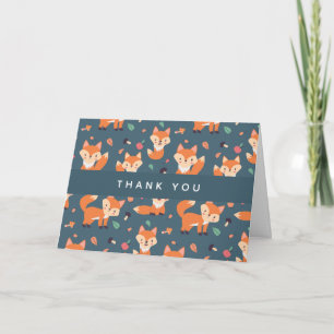 Cute Orange Fox Pattern Thank You Card