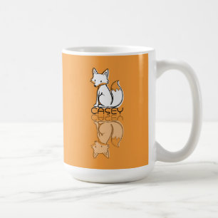 Cute Orange Fox Reflection Doodle Custom Name  Coffee Mug