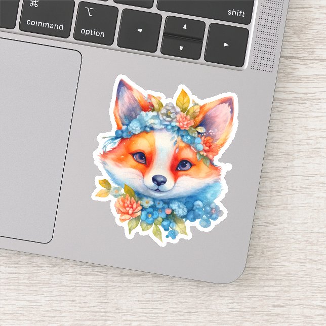 Cute Orange Fox with Floral Crown (Detail)