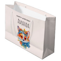 Cute Orange Fox with Floral Crown Birthday