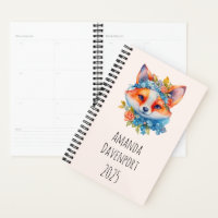 Cute Orange Fox with Floral Crown