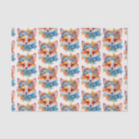 Cute Orange Fox with Floral Crown