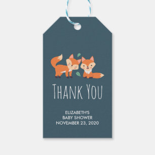 Cute Orange Foxes Graphic Illustration Baby Shower Gift Tags