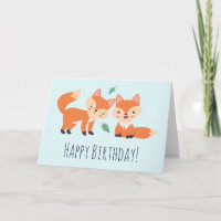 Cute Orange Foxes Graphic Illustration Birthday