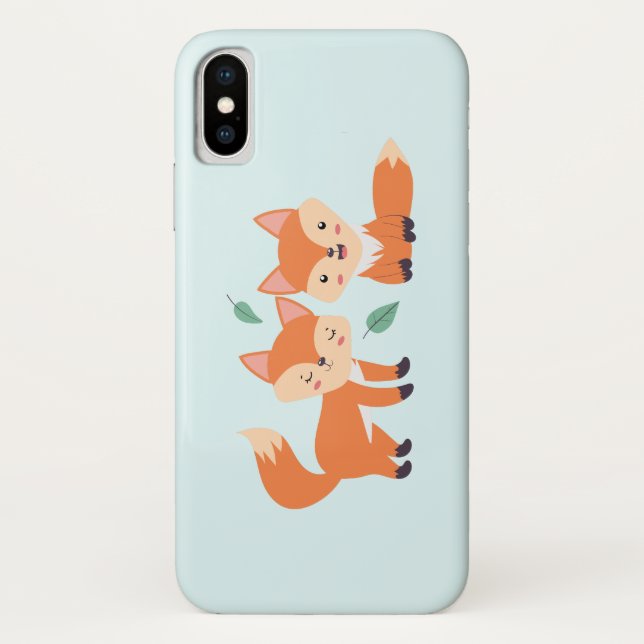 Cute Orange Foxes Graphic Illustration Case-Mate iPhone Case (Back)