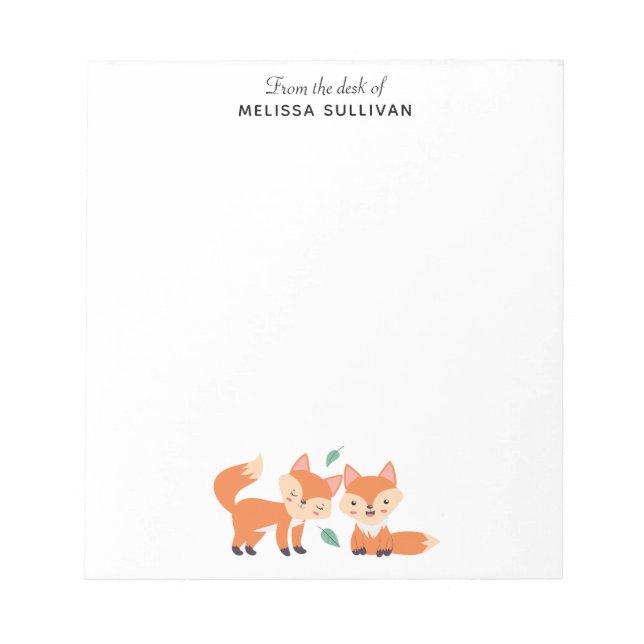 Cute Orange Foxes Graphic Illustration Notepad (Front)
