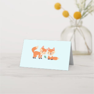 Cute Orange Foxes Graphic Illustration Place Card