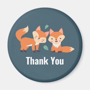 Cute Orange Foxes Graphic Illustration Thank You Magnet