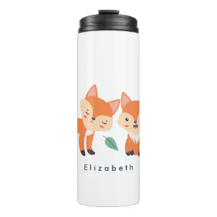 Cute Orange Foxes Graphic Illustration Thermal Tumbler
