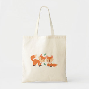 Cute Orange Foxes Graphic Illustration Tote Bag