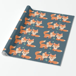 Cute Orange Foxes Graphic Illustration Wrapping Paper