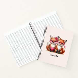 Cute Orange Foxes in Love Notebook