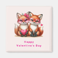 Cute Orange Foxes in Love Valentine's Day