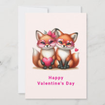 Cute Orange Foxes in Love Valentine's