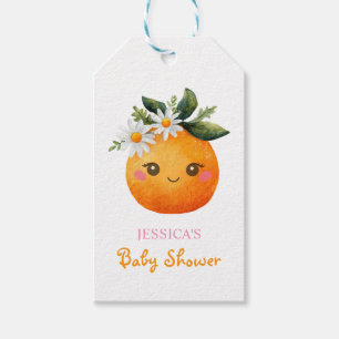 Cute Orange Fruit Daisy Pattern Baby Shower  Gift Tags