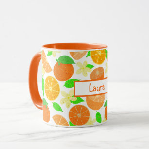 Cute orange fruit pattern custom name mug