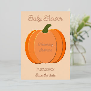 Cute Orange Gender Neutral Pumpkin Baby Shower Foil Holiday Card