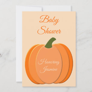 Cute Orange Gender Neutral Pumpkin Baby Shower Invitation