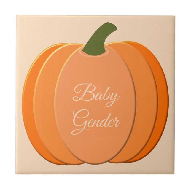 Cute Orange Gender Neutral Pumpkin Custom Ceramic Tile (Front)
