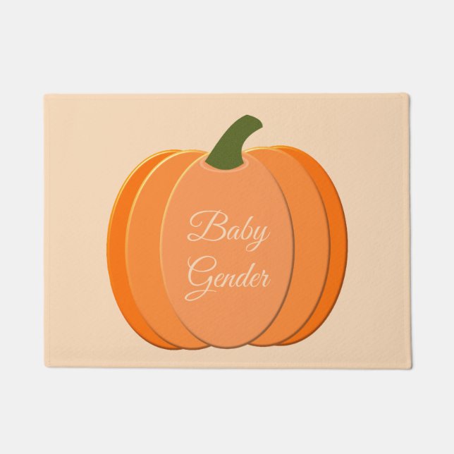 Cute Orange Gender Neutral Pumpkin Custom Doormat (Front)