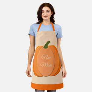 Cute Orange Gender Neutral Pumpkin Custom New Mum Apron