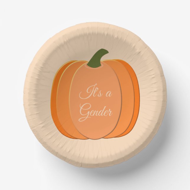 Cute Orange Gender Neutral Pumpkin Custom Paper Plate (Front)