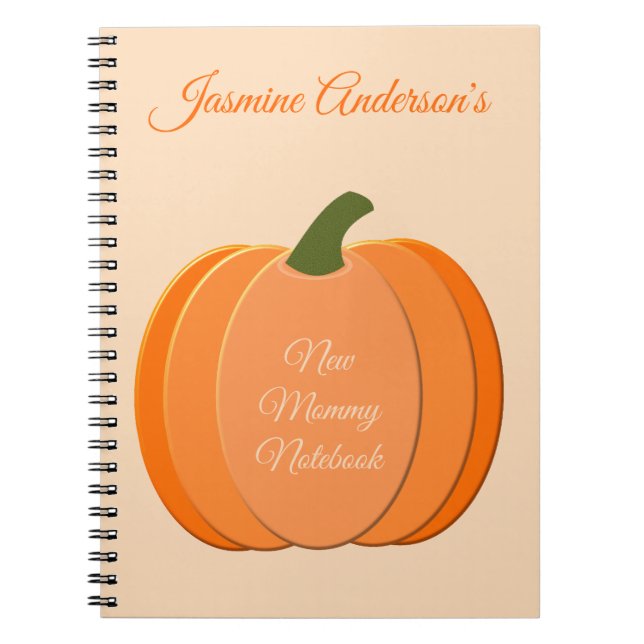 Cute Orange Gender Neutral Pumpkin New Mum Custom Notebook (Front)
