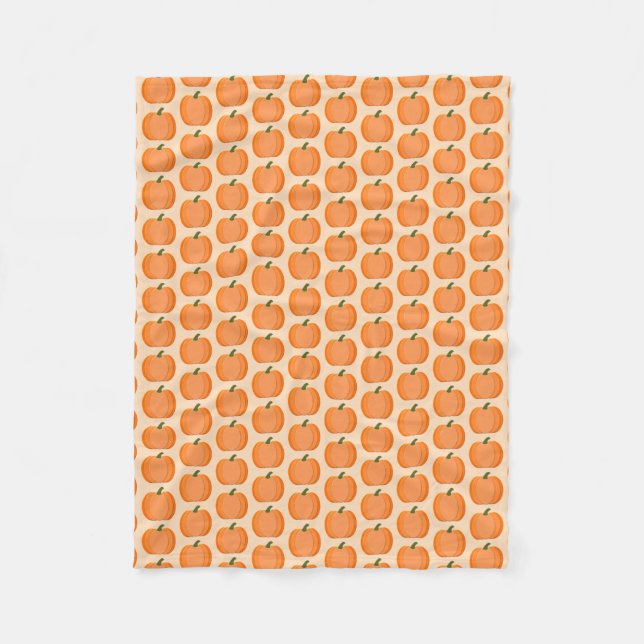 Cute Orange Gender Neutral Pumpkin Patterned Fleece Blanket (Front)