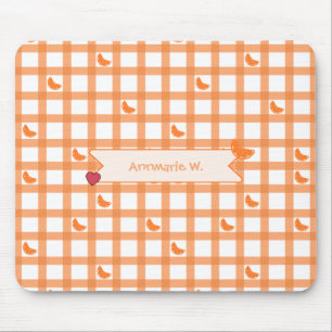 Cute Orange Gingham Mouse Pad