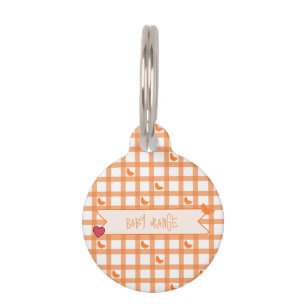 Cute Orange Gingham Pet Tag