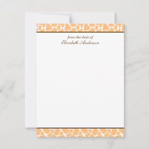 Cute Orange Giraffe Pattern Flat Note Cards