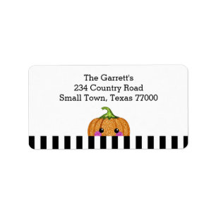 Cute Orange Glitter Pumpkin Personalised Address Label