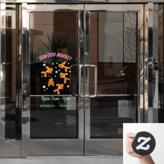 Cute orange goldfish cartoon illustration (Office Door)