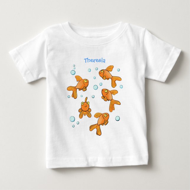 Cute orange goldfish cartoon illustration baby T-Shirt (Front)