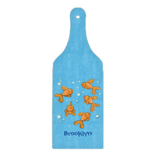 Cute orange goldfish cartoon illustration cutting board