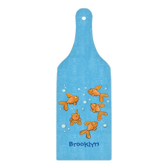 Cute orange goldfish cartoon illustration cutting board (Front)