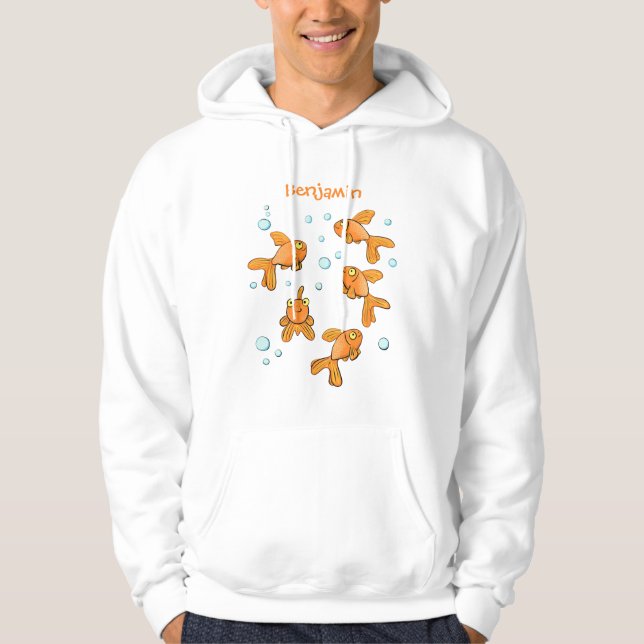 Cute orange goldfish cartoon illustration hoodie (Front)