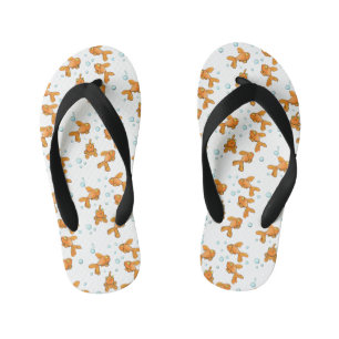 Cute orange goldfish cartoon illustration kid's thongs