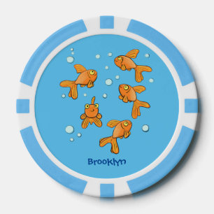 Cute orange goldfish cartoon illustration poker chips