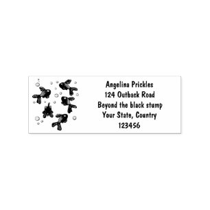 Cute orange goldfish cartoon illustration rubber stamp