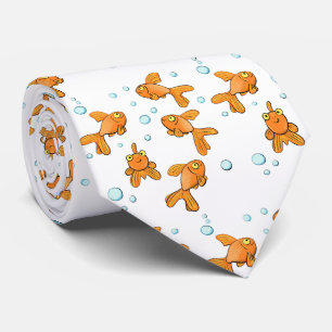 Cute orange goldfish cartoon illustration tie