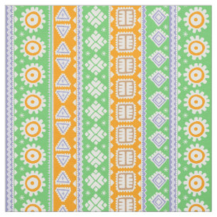 Cute orange green ethnic patterns design fabric