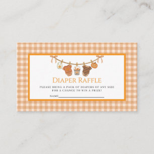 Cute Orange Halloween Diaper Raffle Baby Shower Enclosure Card